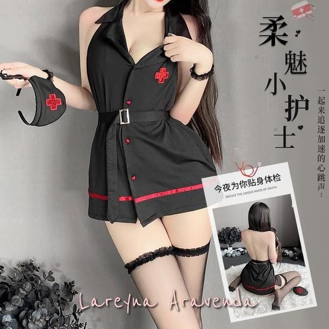 Lareyna Aravenda Set Lingerie + CD Fantasy Kostum Kemeja Perawat Sexy LG539