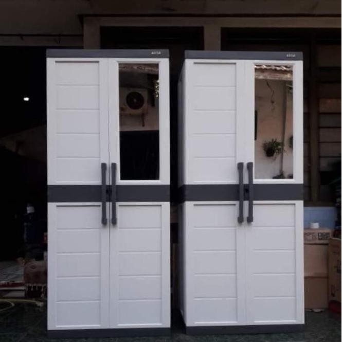 Lemari Plastik Arisa 1 Kaca Grey