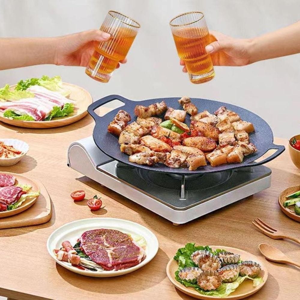 Bisa Cod Claiydream Panggangan Bbq Bulat Korean Grill Pan Plate / Wajan Kuali Panci Teflon Konduksi 