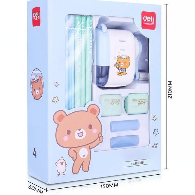 

Deli Stationery set 4 in 1 rautan pensil 12pcs pensil 2 penghapus dan 2 penutup pena 68896 pencil GT