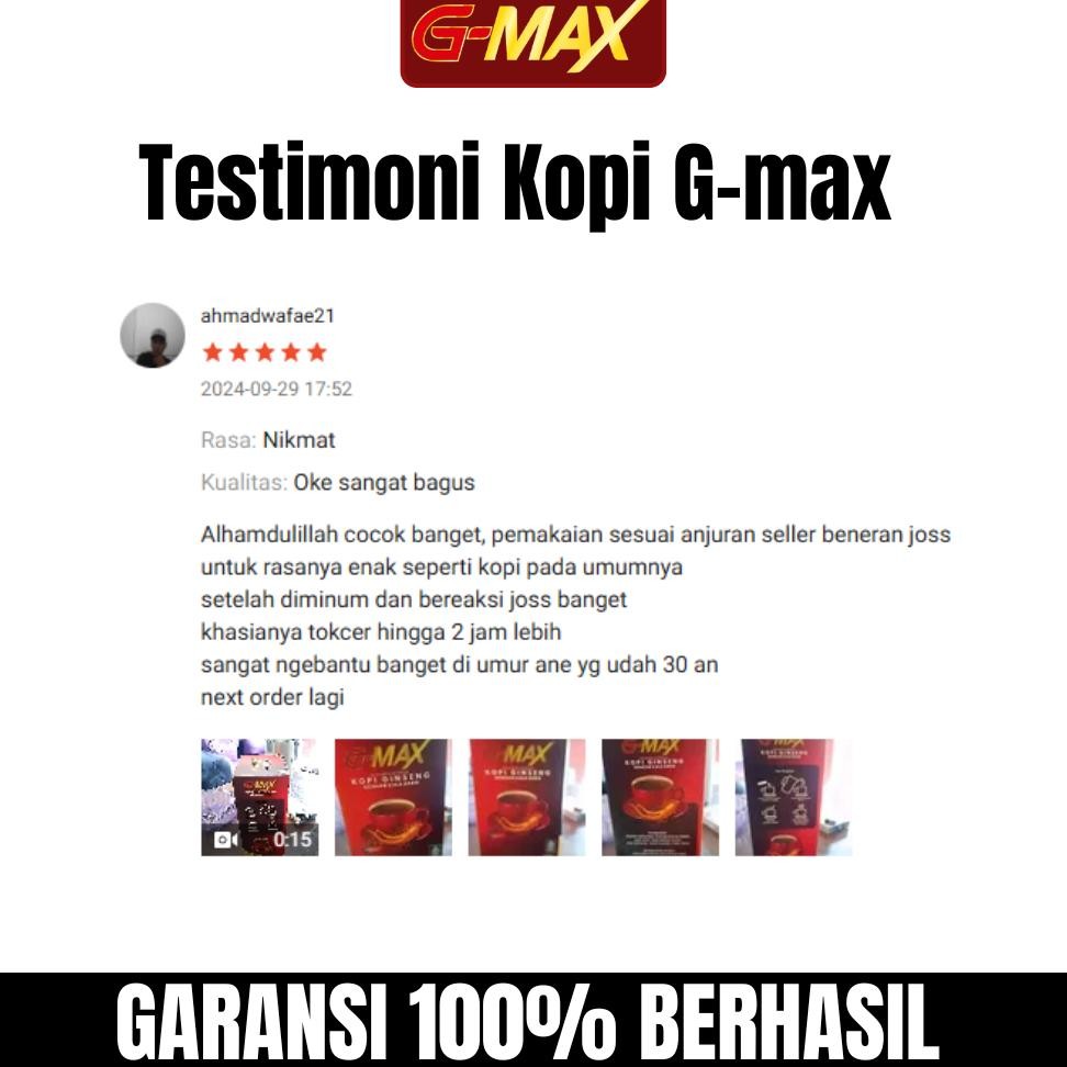 

Ready!! KOPI GMAX - KOPI EXTRA GINSENG PENAMBAH STAMINA PRIA TAHAN LEBIH LAMA ORIGINAL BPOM