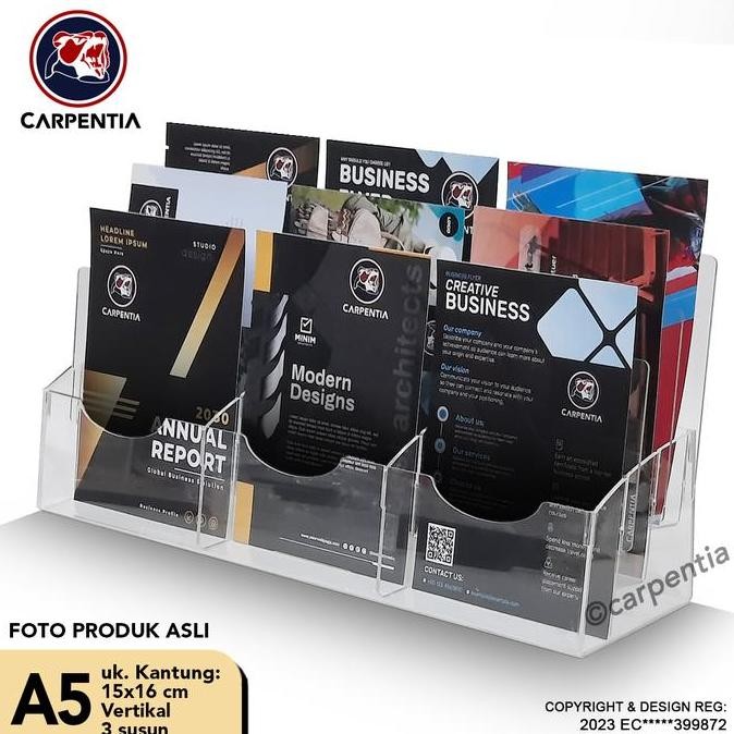 

TERMURAH - Carpentia Tempat Brosur Akrilik 3 Tingkat uk. A5 - Tipe E3 - 3 Susun [Acrylic Display Holder, Kantong Flyer, Standing]