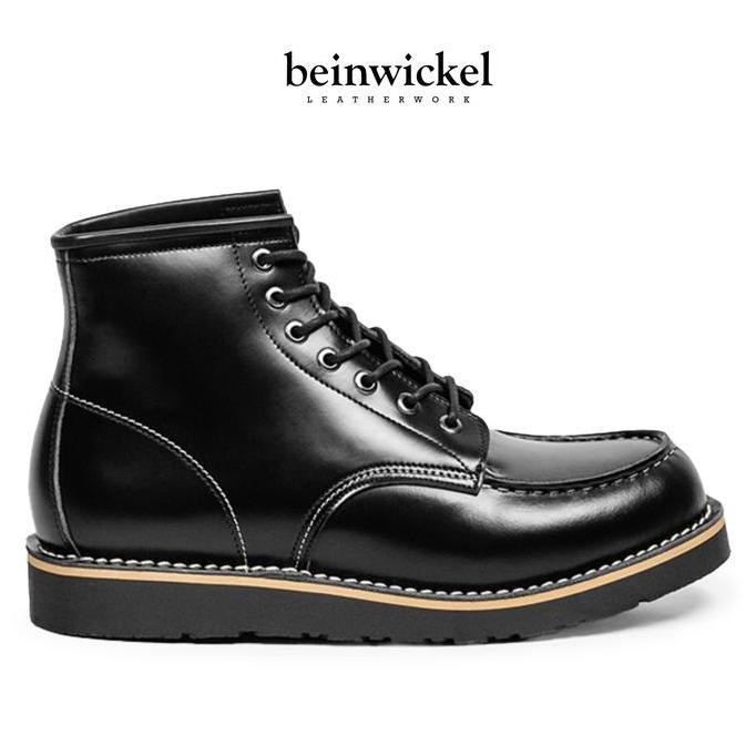Beinwickel - Sepatu Boots Kulit Pria | Moc Toe Boots Black