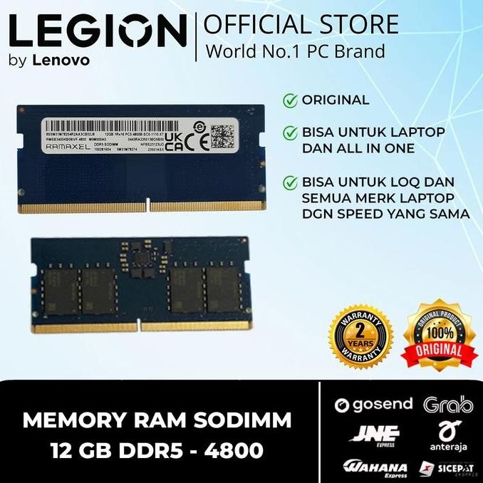 TERMURAH - MEMORY RAM SODIMM 12 GB DDR5 - 4800 ORIGINAL NEW LENOVO GAMING LOQ BISA UNTUK LAPTOP DAN 