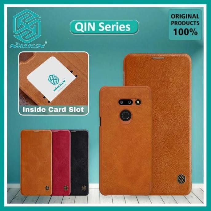 HARGA DISC - LG G8 ThinQ Case Nillkin Qin Leather Flip Cover Hard Casing Original