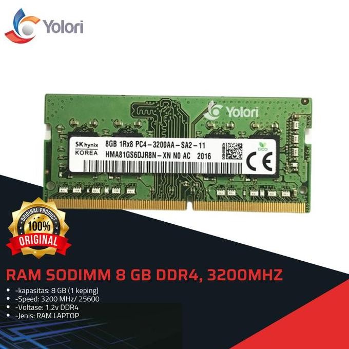 TERMURAH - SK HYNIX RAM SODIMM 8GB DDR4, 3200MHz