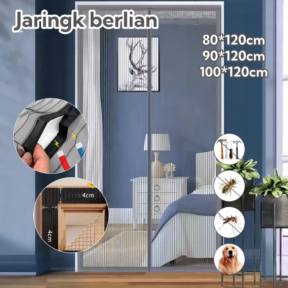 Tirai Pintu Model Magnet Anti Nyamuk Tebal/Tirai Pintu Anti Nyamuk Kelambu Magnetic Stripe Screen Do