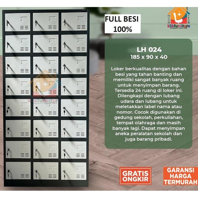 TERBARU - Lemari Loker Locker Cabinet 24 Pintu Full Besi LK 024 AV