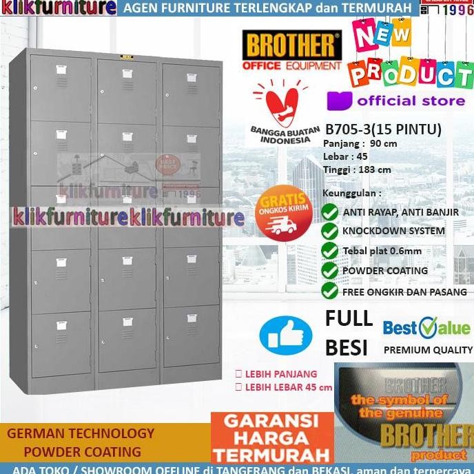 TERMURAH - Loker Kabinet Locker Cabinet Besi 15 Pintu Besar B705-3 Brother