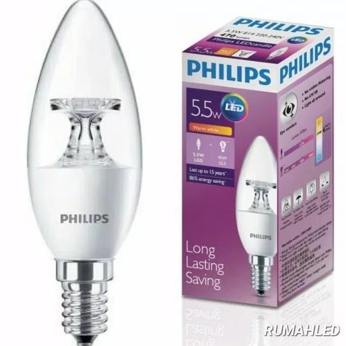 Lampu led candle Philips 5,5 watt E14 kuning