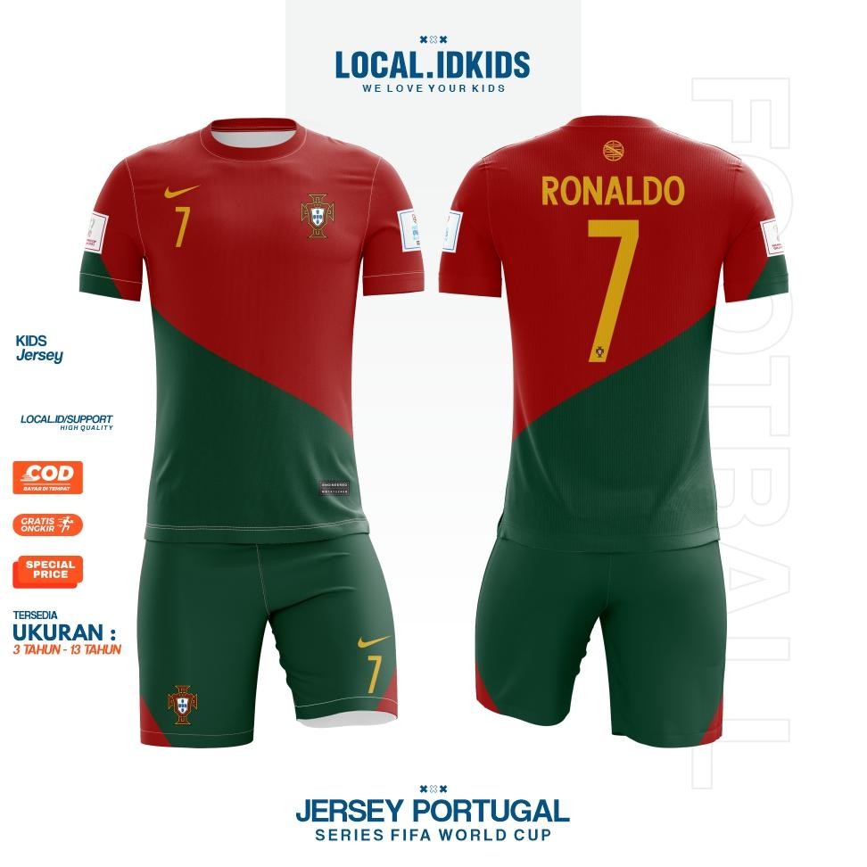 Quality Setelan Terbaru Jersey Portugal Home | Kaos Olahraga Anak Best Seller Original Premium Promo