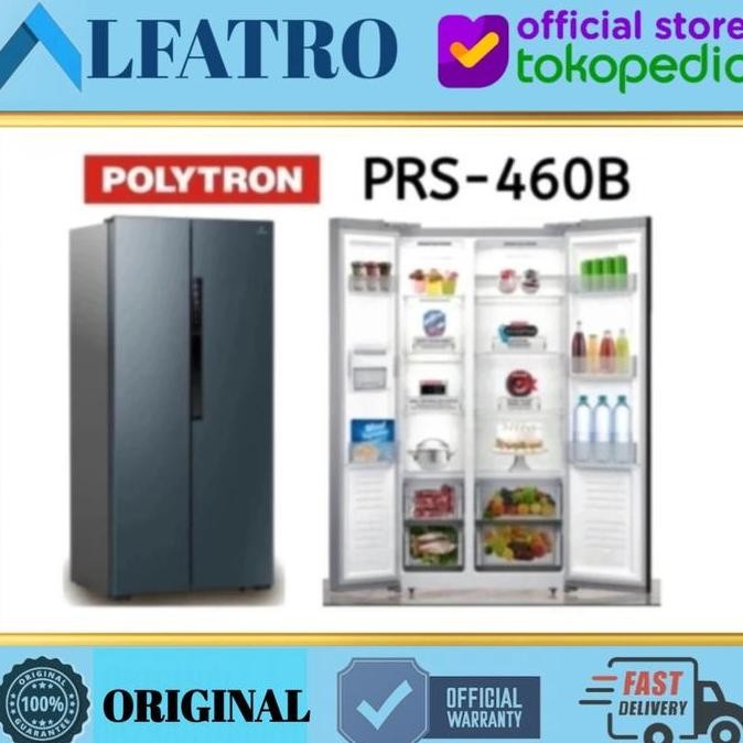 KULKAS SIDE BY SIDE POLYTRON PRS460B INVERTER BELLEZA PRS-460B