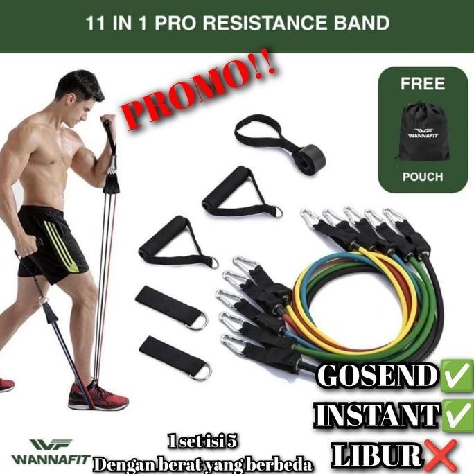 NEW Resistance band 11 IN 1 Resistance Rope wannafit original tali fitness