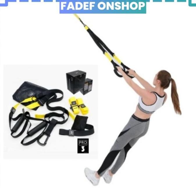 BEBAS ONGKIR - TRX PRO Home Workout Suspension Trainer Straps Hanging Pull Rope Portable Stretching 