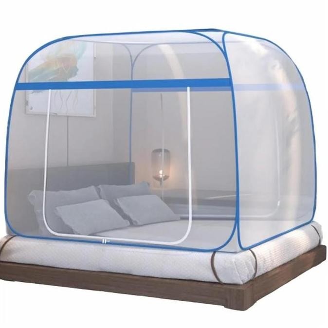 Klambu Tempat Tidur Jumbo 180X200 200X200 Kelambu Tenda Lipat Bawah Bolong Anti Nyamuk Pencegahan Se