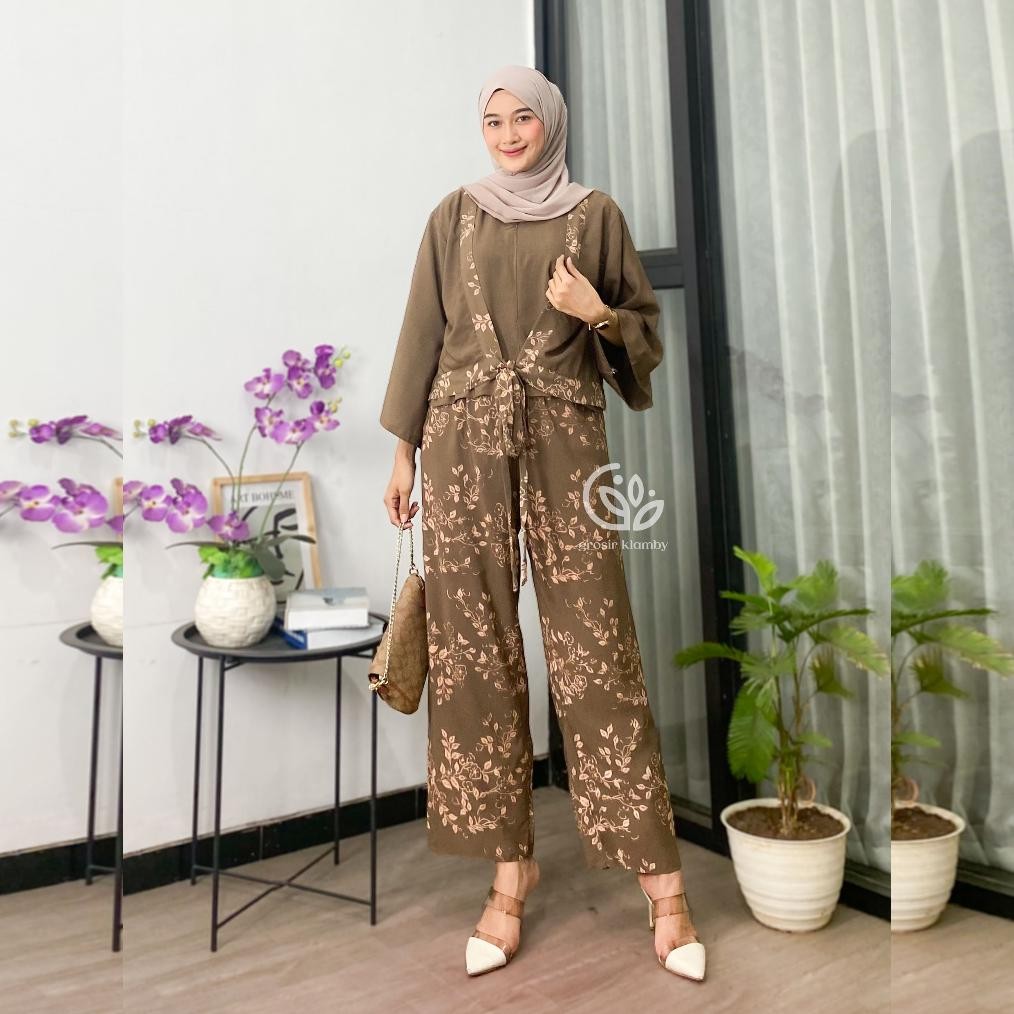 Viral One Set Konoha Rayon Kombinasi Kekinian Nyaman Adem Lij-56