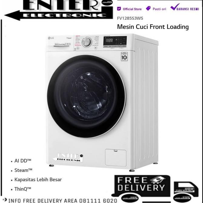 LG FV1285S3WS - MESIN CUCI FRONT LOADING LG INVERTER 8,5KG FV 1285S3WS