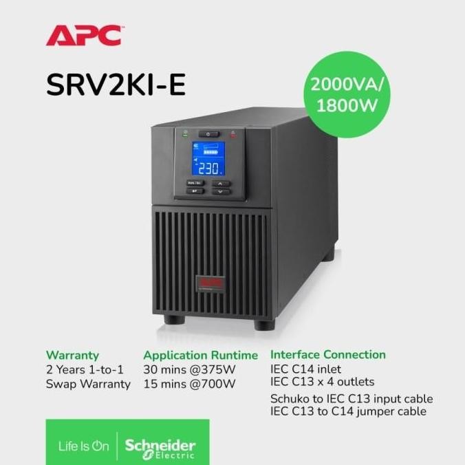 TERBARU - UPS APC SRV2KI-E 2000VA Online 2kVA 1800W Easy UPS Tower