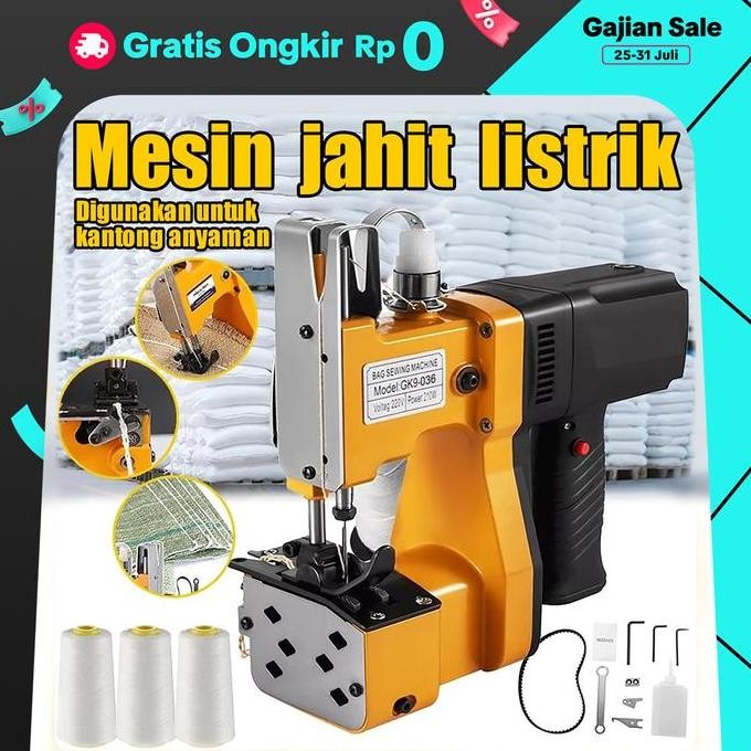 Mesin Jahit Karung Gk9-036 Portable Kecil Integrasi Ekspres Muatan Tanpa Wayar  Tas Beras, Sepenuhny