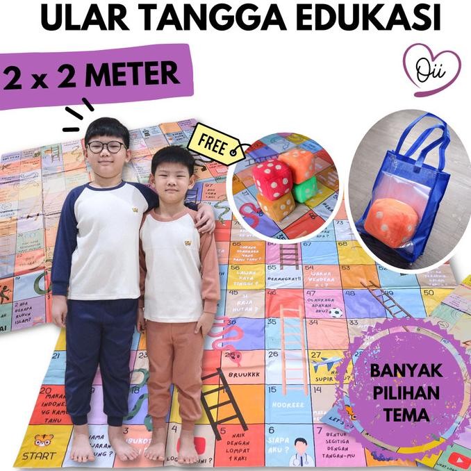 Promo Ular Tangga Jumbo Karpet Raksasa Mainan Edukasi Anak Gratis Dadu COD