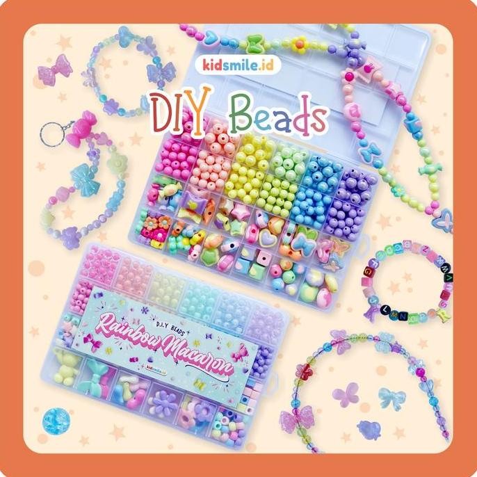 Promo DIY Beads Anak Kidsmile Set Manik Manik Meronce Gelang Kalung Pernak Pernik Manik DIY Colorful