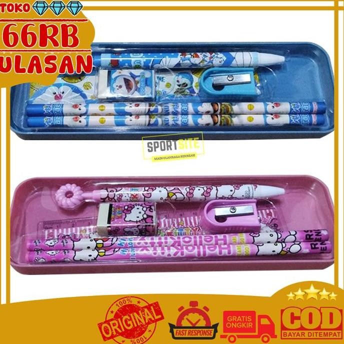 

Alat Tulis Sekolah Set Paket 5 in 1 Tempat isi Kotak Pensil Pulpen Penggaris Penghapus Rautan Serutan Serbaguna Multifungsi Tempat Kotak Karakter Perlengkapan Peralatan Kantor Sekolahan Sharpener Ruler Eraser Pencil Office Stationery ATK Character Case