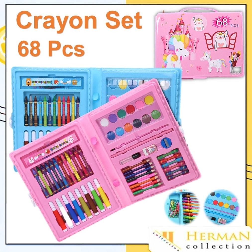 

Promo Hc Drawing Set 68Pcs Oil Pastel Crayon 68 In 1 Set Krayon Mewarnai Dan Melukis Lengkap Dengan Cat Air Alat Mewarnai Anak Anak Bentuk Koper Promo