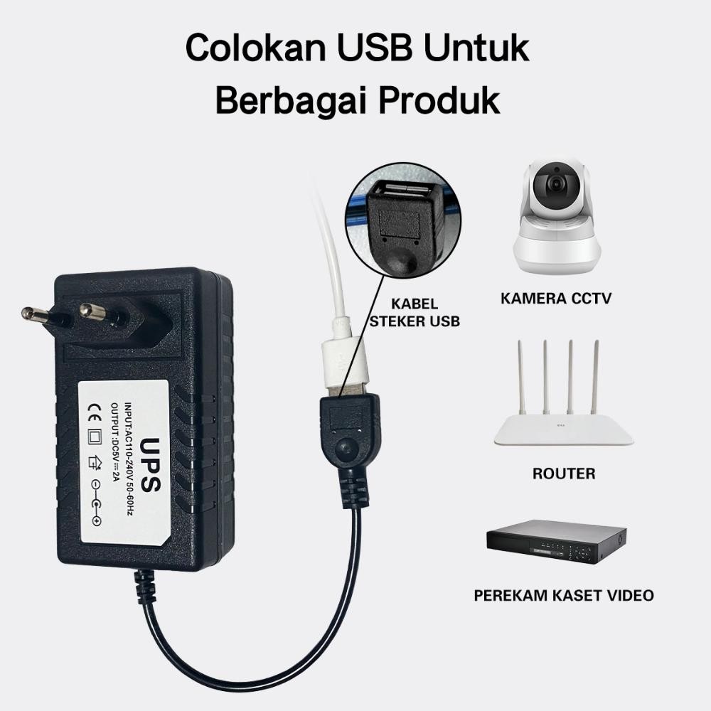 Xihancam Ups Mini 5V 2A Adaptor Power Cadangan Baterai Mini Ups Cctv Usb Untuk Router Wifi Ip Kamera