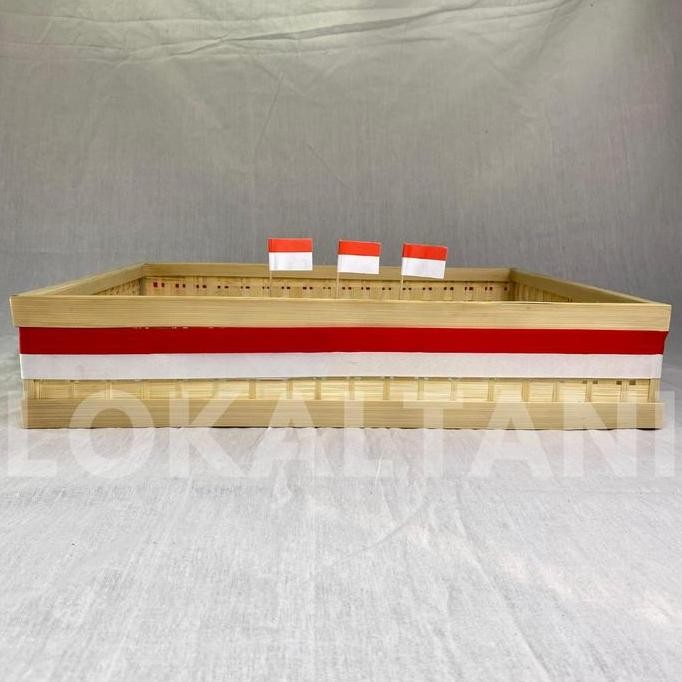 Tampah Tumpeng 17 Agustus Anyaman Bambu Kotak Nampan Bambu Besar
