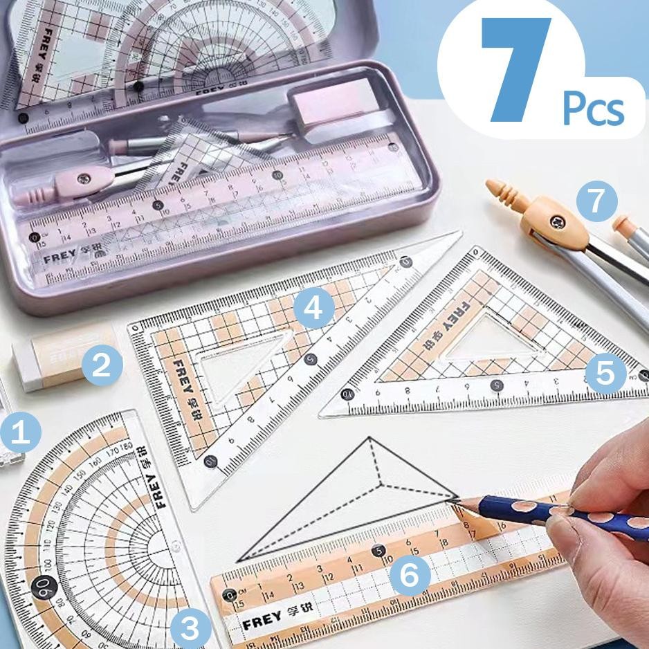 

Dotding1 Set 7 Pcs Set Penggaris Set Kompas Set Matematika Jangka Set Compass Set Sekolah Ruler Hadiah Siswa Kotak Besi H261