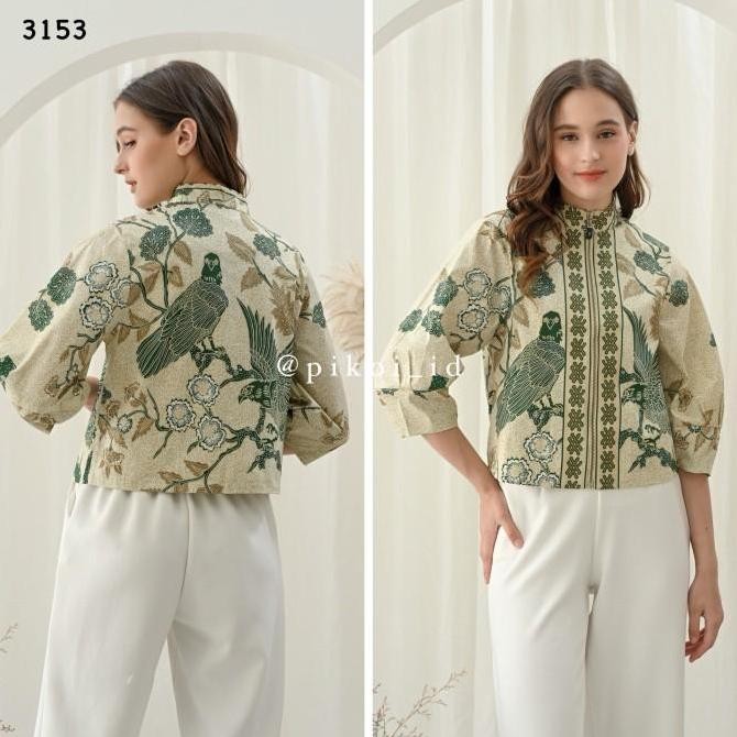 ATASAN BATIK WANITA MODERN / SERAGAM BATIK WANITA / BAJU BATIK HIJAU