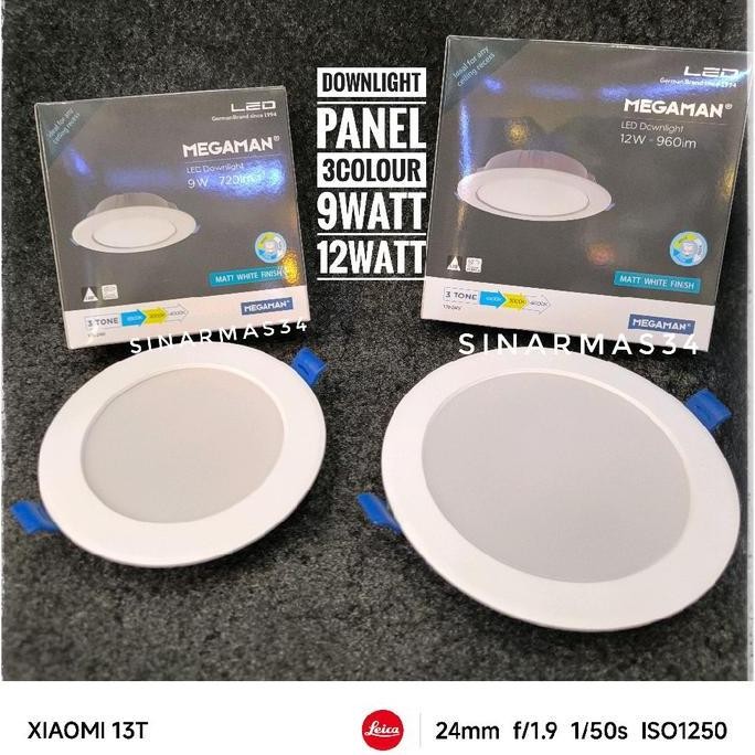 Buruan beli] Downlight LED MEGAMAN 12watt 3Colour Downlight Inbow PANEL 12w BULAT PANEL LED Megaman 