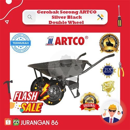 Gerobak Sorong Dorong Cor Artco Original Silver Black Double Wheel/ Gerobak 2 Roda Original Dan Terp