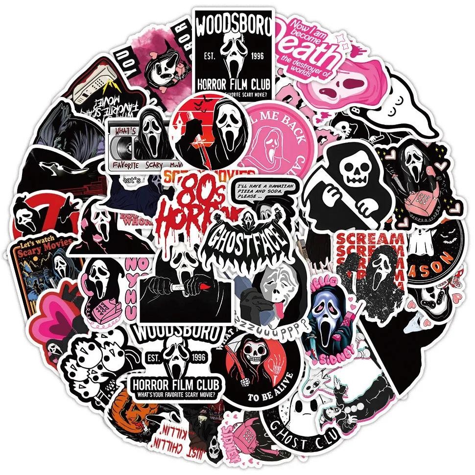 

50 Sheets/Pack Cute Grim Reaper Stickers - Gothic Skull Graffiti Decals For Laptops, Luggage & Phone Cases