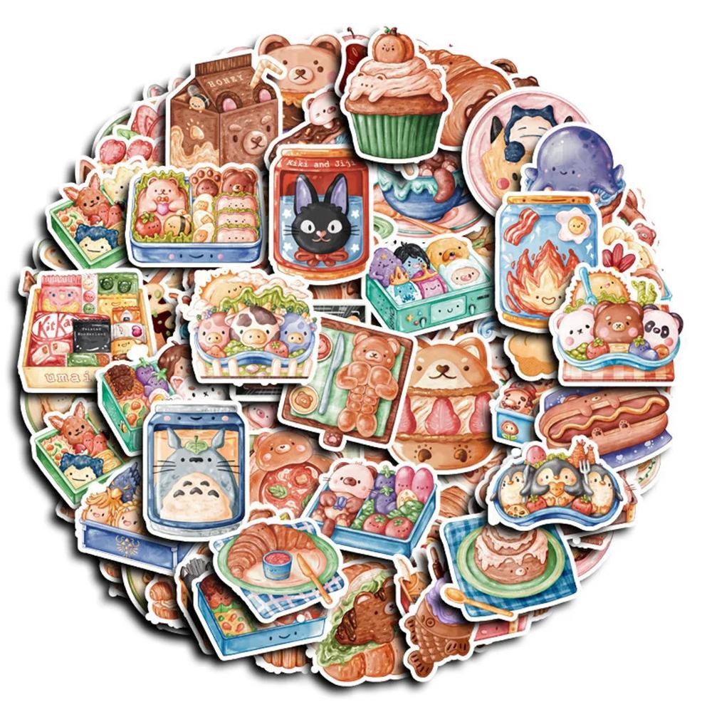 

95Pcs Original Cartoon Teddy Bears Cute Snacks Graffiti Stickers For Bicycle Hand Account Pencil Case Decals