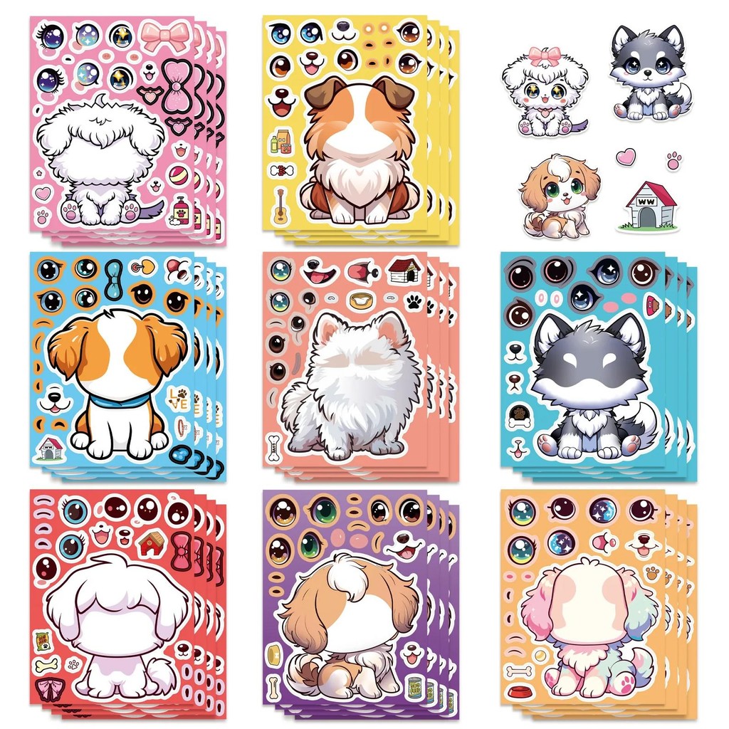 

8 Sheets/Pack Cartoon Cute Dog Collage Stickers Phone Cases Laptop Tablets Skateboards Waterproof Decals Children'S Fun Stickers