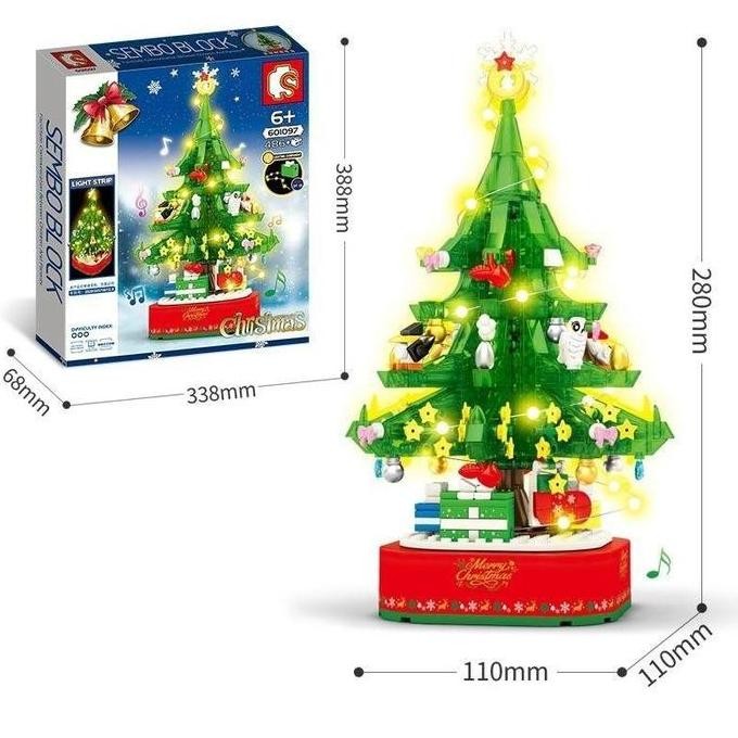 Sembo Block/Brick 601097 Christmas Tree Music Box with Light lapaku72 Diminati Banget