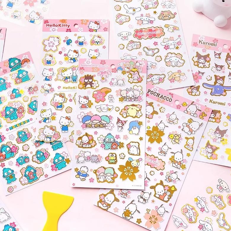

Sanrio Sakura Kitty Melody Kuromi Sticker Cute Stationery Scrapbooking Diy Diary Decorative Sticker Album Stick School Supply