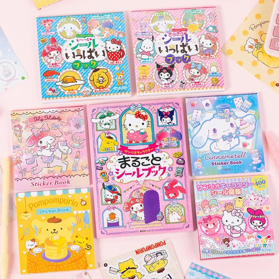 

New Sanrio Hello Kitty Sticker Book Melody Cinnamoroll Goo Card Cartoon Cute Sticker Hand Account Decoration Kids Toys Gifts