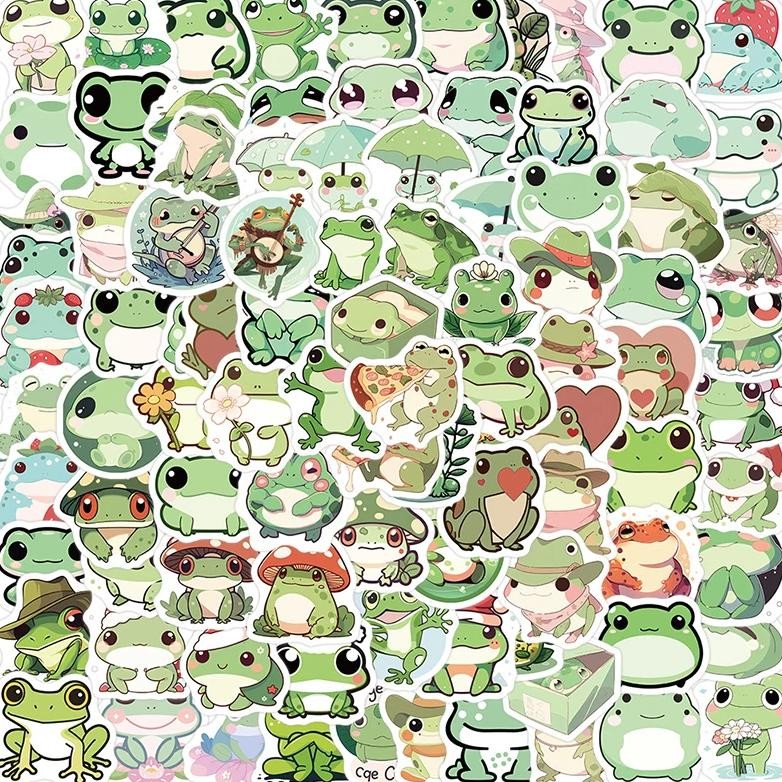 

10/30/100Pcs Cute Little Frog Pvc Sticker Aesthetic Stationery School Supplies Diy Decoration Korean Scrapbooking For Kids