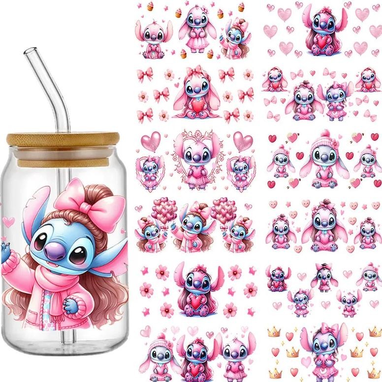 

Personalize Disney Cute Stitch Uv Dtf Sticker For 16Oz Glass Cup Can Wrap Transfer Decal Sticker Custom Labels Diy Logo Gift