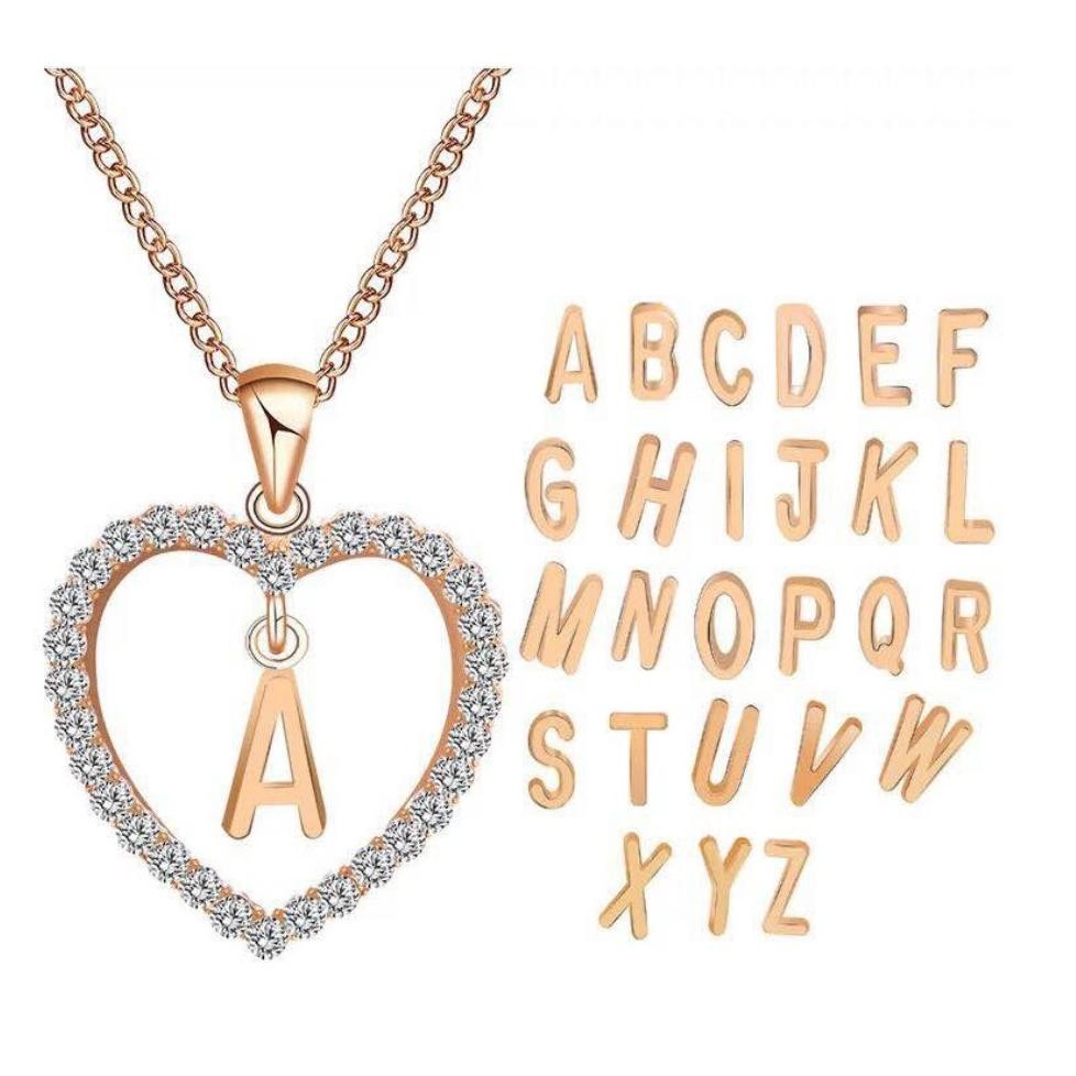 [Promo.. Kalung Liontin Alfabet Rantai 26 Huruf Korea Fashion Wanita Love Inisial Nama Abjad Alloy A