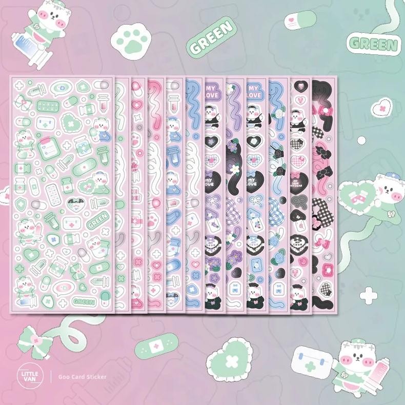 

Mohamm 12 Sheets Glitter Cute Cat Cartoon Stickers For Photocards Collage Diy Craft Projects Journal Page Decoration