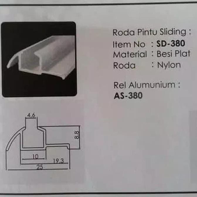 Rel 380 Sliding Pintu Lemari Geser Pasangan Roda 380