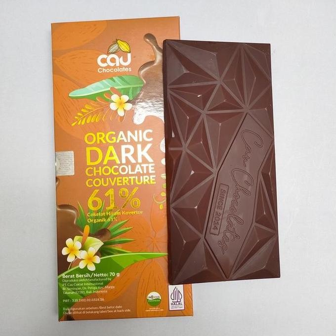 

CAU - Organic Dark Chocolate Couverture Dairy Free 70g ( Cokelat Coklat Hitam Premium Bebas Susu )