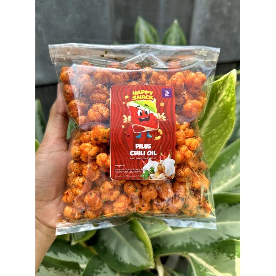 

Pilus pedas manis kemasan praktis 200gram 250gram 500gram Pilus Pedas Chili Oil Cemilan Happy Camilan Snack renyah pedas gurih Keripik Food