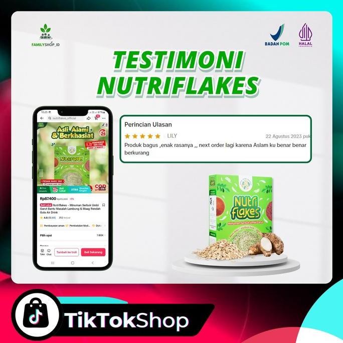 

Sereal Nutriflakes Paket 3 Box - Oatmeal BPOM dan Halal MUI - Granola Makanan & Minuman Sehat Umbi Garut Rendah Gula