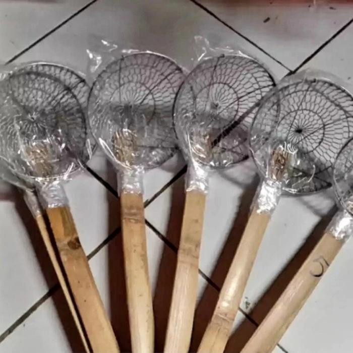 SEROKAN MIE AYAM / SARINGAN BAKMI / SEROKAN GORENGAN KAWAT 16CM BAGUS BAMBU KITCHENWARE