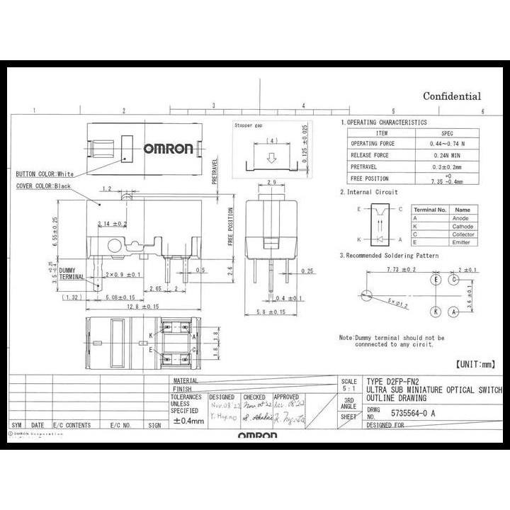 Terlaris Omron D2FP-FN2 Optical Micro Switch Mouse - Tombol Klik Mouse Best Seller