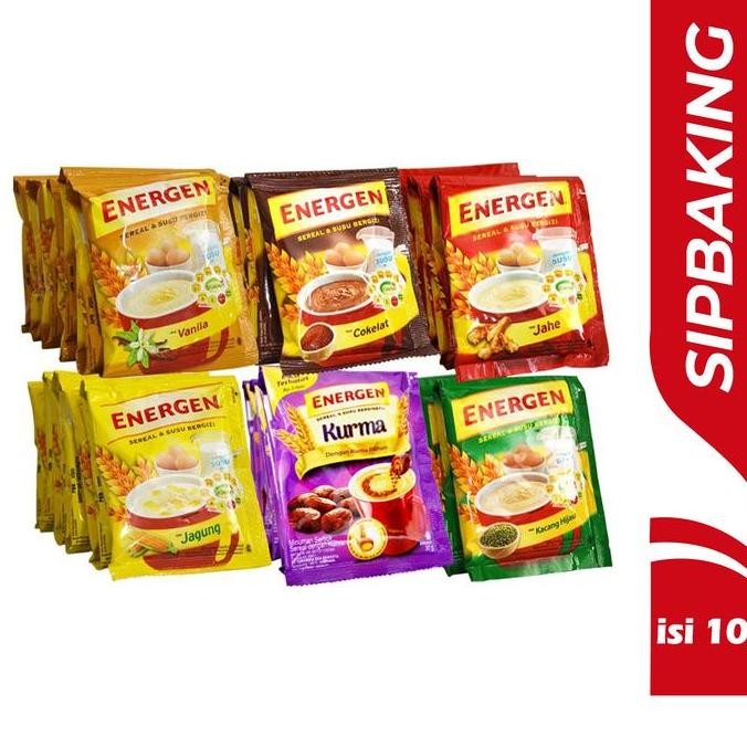 

Energen cokelat kacang hijau vanila jagung jahe kurma sereal renceng 10